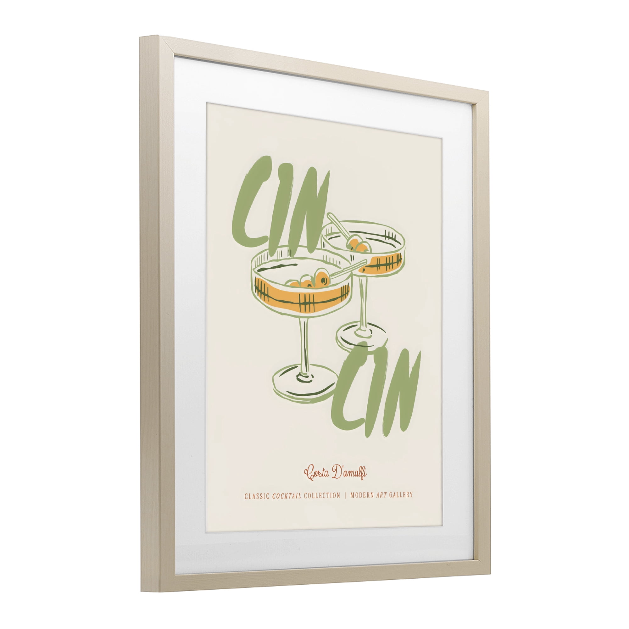 Stupell Industries Cin Cin Amalfi Cocktail Birch Framed Print Under Glass, design by The Prints Vibe