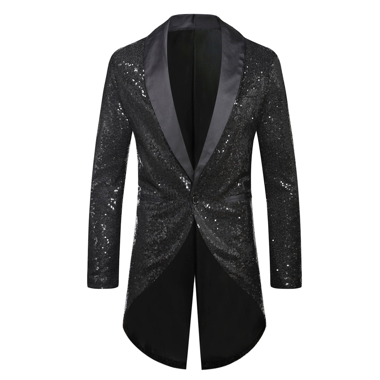 SMihono Men's Trendy Suit Tuxedo Balzer Dress Performance Prom Wedding Long  Sleeve Tuxedo Slim Fit Solid Sequins Business Pocket Work Office Lapel