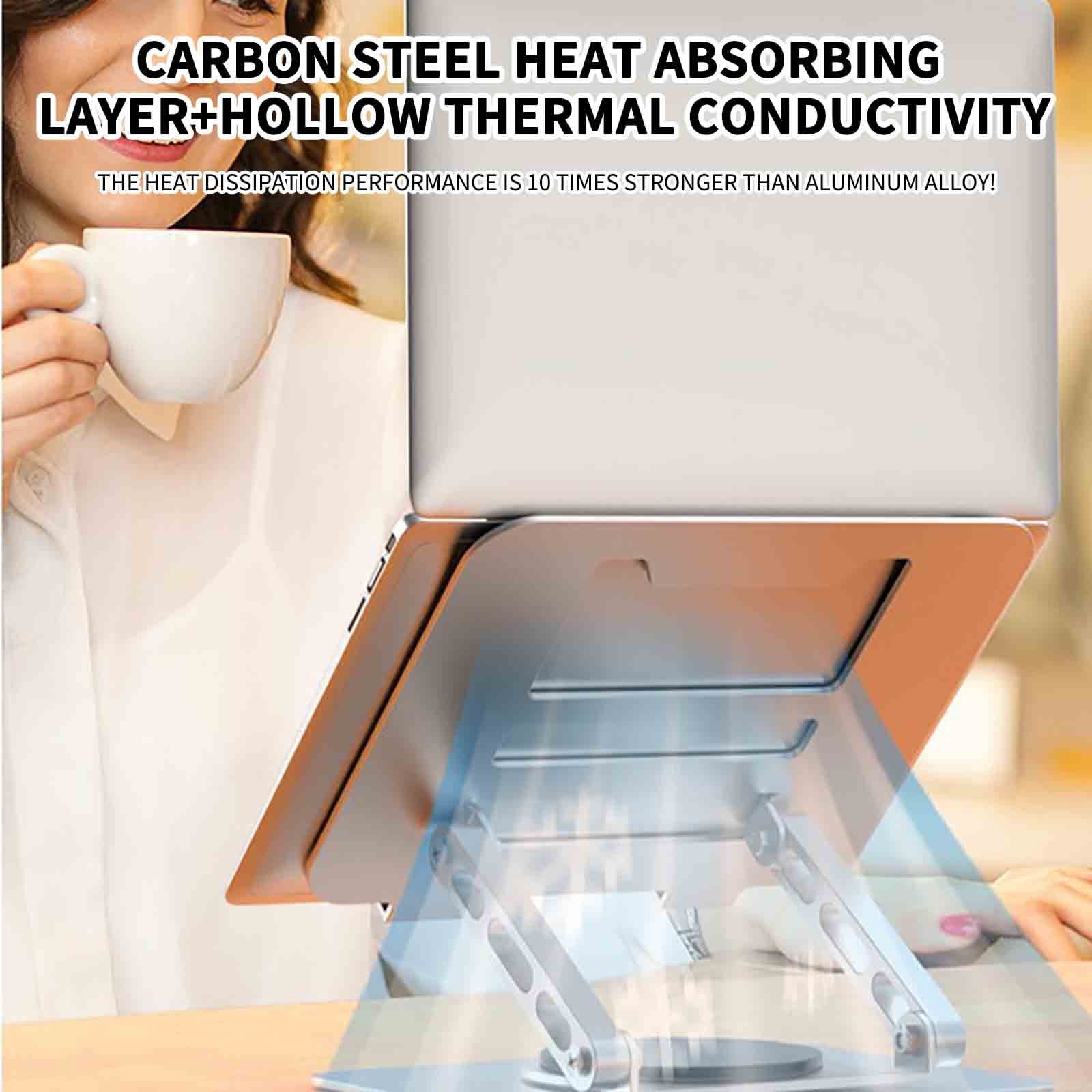 Silver Notebook Stand Aluminum Alloy Rotating Foldable For Laptop Silver Finish
