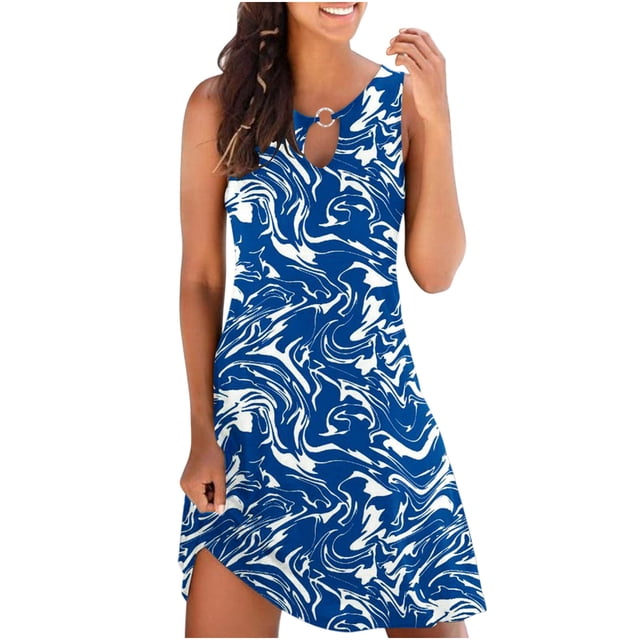 Vestido sin mangas con estampado colorido de verano suelto para mujer OAVQHLG3B Store lin121212