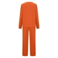 thumbnail image 4 of Workout Long Sets for Women Long Sleeve Two Piece Outfits Wide Leg Matching Side Split Fall Winter Trendy 2025 Pullover Sweatsuit,Orange,3XL, 4 of 4