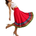 thumbnail image 5 of Costeam Womens Ethnic Print Flowy Midi Skirt Full Elastic High Waist Wide Swing Hem Lightweight Breathable Loose Dance Performance A Line Skirts, 5 of 7