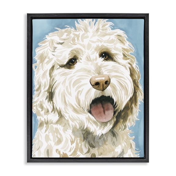 Stupell Industries Cottage Happy Shaggy Dog Portrait Black Floating Frame Canvas Art, 25 x 31, by Grace Popp