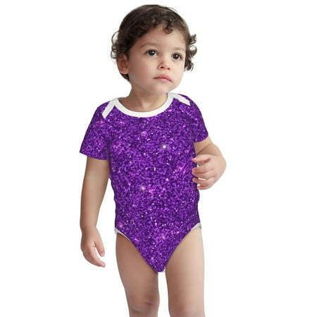 

Haiem Purple Glitter Printed Unisex-Baby Short Sleeve Onesies Bodysuits Unisex Babies Snap-Up Rompers-18 Months