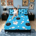 thumbnail image 3 of meiyoeat Cartoon Bowling Sport Bed Sheets for Boys, Blue Stars Print Full Size Sheets, 4-Piece, 1 Flat Sheet, 1 Fitted Sheet and 2 Pillowcases, 3 of 5
