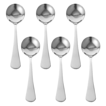 

6Pcs Soup Spoons Stainless Steel Soup Spoons Mixing Spoons Household Dinner Spoons