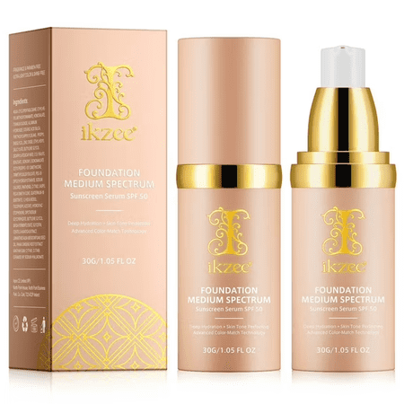 2 Pack 4-in-1 Color Changing Foundation for All Skin Types - Waterproof, Long-Lasting, Medium Coverage, 1.05 fl.oz