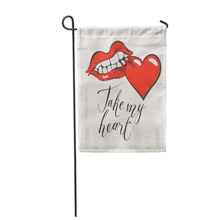 SIDONKU Vector Greeting Card or Banner with a Human Mouth Biting Garden Flag Decorative Flag House Banner 12x18 inch