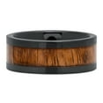 thumbnail image 3 of Men's Black Ceramic 8mm Comfort Fit Ring w/Hawaiian Koa Wood Inlay, Size 12.5, 3 of 7
