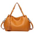 thumbnail image 5 of Bolso de cuero natural para mujer, bolso de mano de piel de vaca suave de lujo para mujer, bolso bandolera de cuero genuino para mujer, bolso de mano informal, 5 of 5