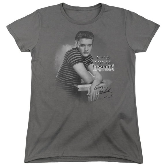 Elvis Presley Trouble S/S Women's T-Shirt Charcoal