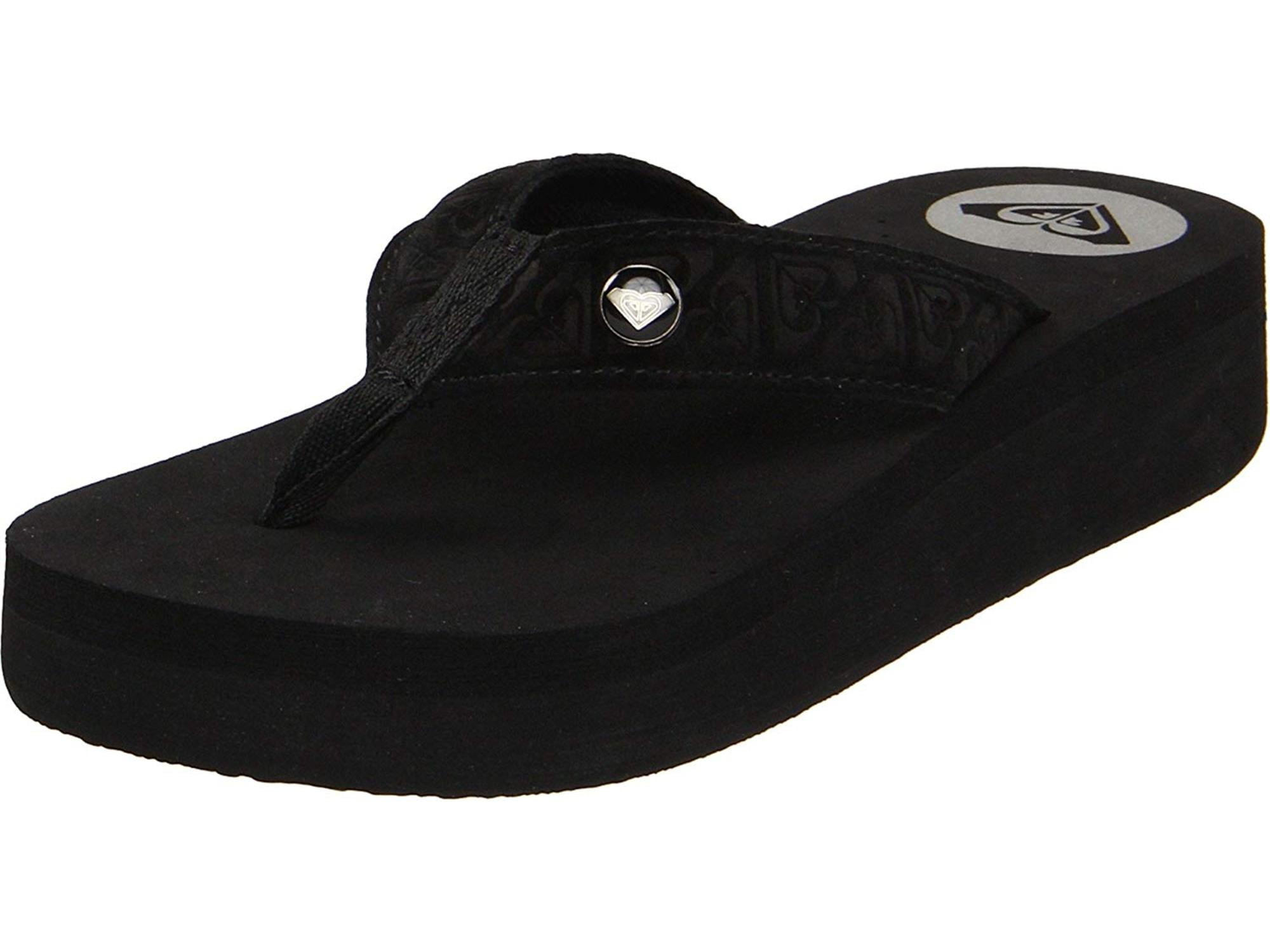 roxy black leather flip flops