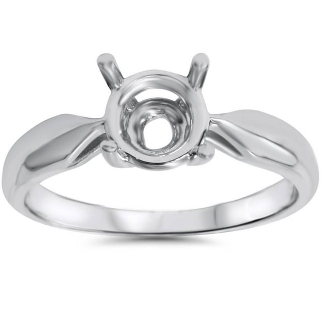 Bague de Fiançailles Simple pour Femmes Montage Solitaire Or Blanc 14K