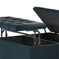 thumbnail image 3 of Harrison 36 inch Wide Traditional Coffee Table Storage Ottoman in Distressed Dark Blue Vegan Leather, 3 of 9