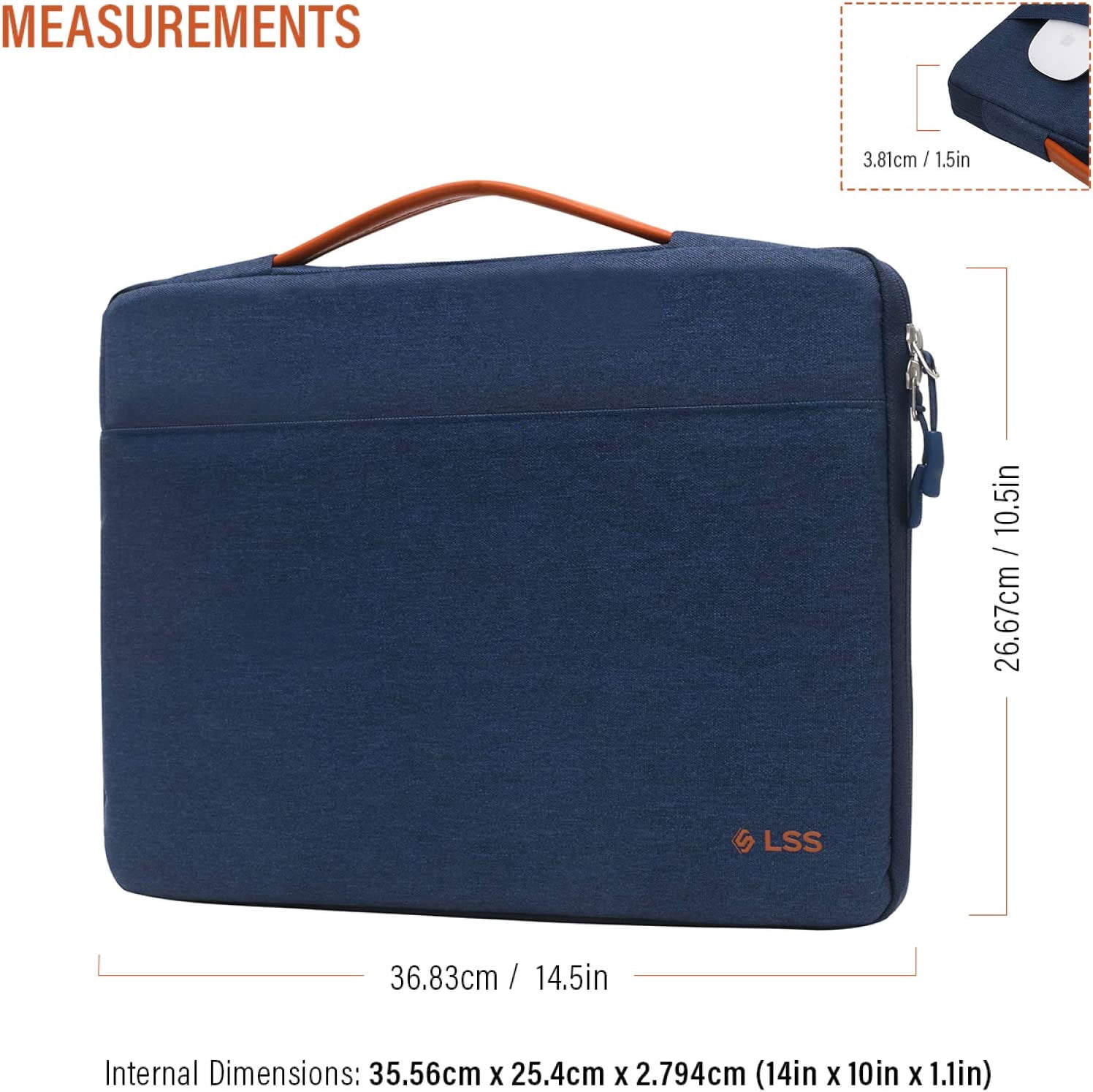 LSS Protective Laptop Sleeve Case with PU Leather Handle for Men/Women - Stylish Sleeve for 13”-13.5" Laptops, Compatible with MacBook Air, Pro