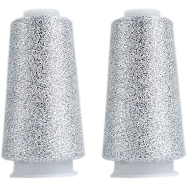 Xiao Hua 2 piezas de hilo trenzado de metal brillante de 50 g, adecuado para tejer suéteres y chales de crochet, tamaño total 5000, plateado brillante