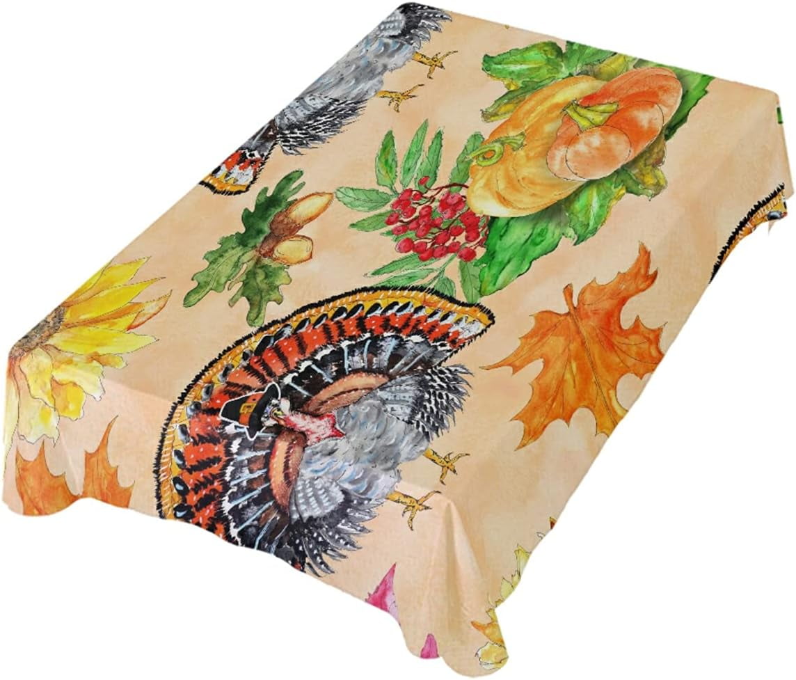 Thanksgiving Turkey Autumn Fall Table Cloth,Rectangular Tablecloths 54