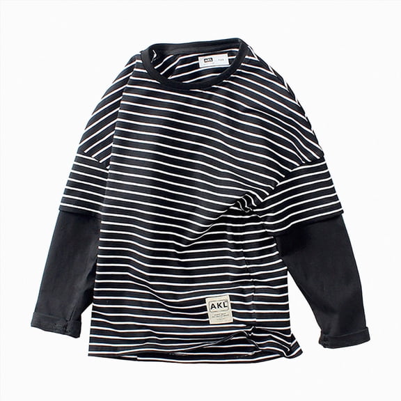 Splozh Toddler Long Sleeve Fashion Soft Big Boys Casual Long Sleeve Crew Neck Cotton Basic Tops T Shirts Childrens Pullover,Black,4-5 Years