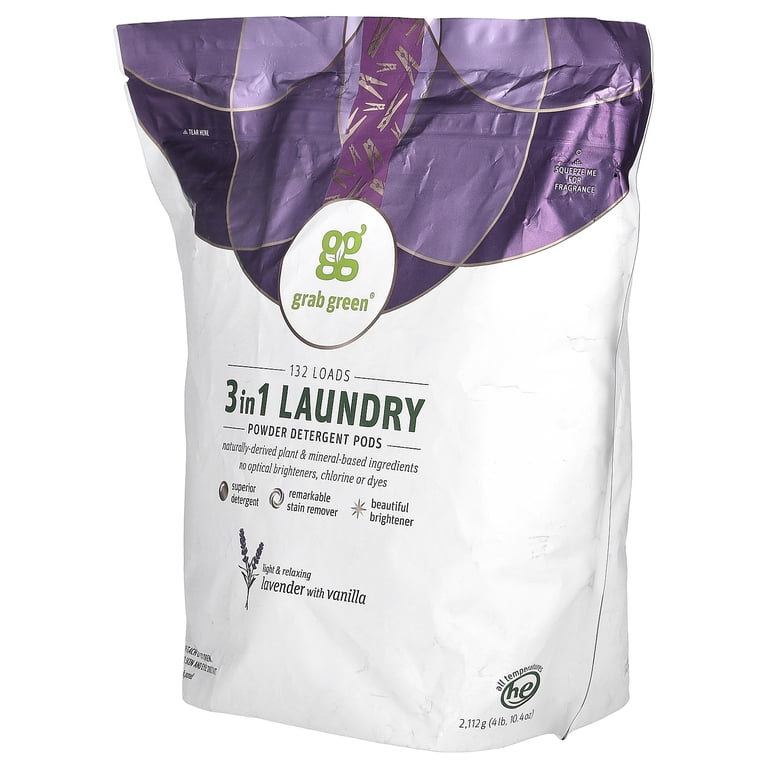 Grab Green 3-in-1 Laundry Pods, 132 Count, Lavender Vanilla, Plant