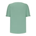 thumbnail image 5 of WREESH Womens Fashion T-Shirts Square-Neck Solid Color Summer Neck Short Sleeve Blouses Pullover Green, 5 of 5