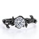thumbnail image 1 of Anillo de compromiso bohemio JeenMata de moissanita de corte redondo de 0,50 quilates - Anillo de promesa vintage de moissanita - Chapado en oro negro, 1 of 6