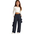 thumbnail image 2 of Generic Girl's Y2K Bowknot Track Pants Elastic Waist Baggy Straight Wide Leg Baggy Trousers Sports Wear Tween Cute Street Dance Pant, 2 of 9