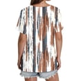 thumbnail image 4 of Frostluinai Vintage Shirts for Women V Neck Pleated Tunic Tops Short Sleeve Casual Print Blouses Loose Fit Summer Tees Womens Tops, 4 of 4