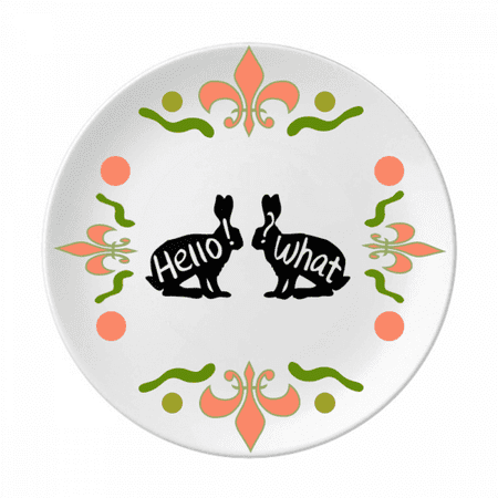 

Black Rabbits Animal Outline Natural Flower Ceramics Plate Tableware Dinner Dish