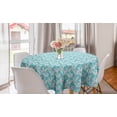 thumbnail image 1 of Spring Round Tablecloth, Pastel Pattern Abstract Snowdrop Flowers and Leaves, Circle Table Cloth Cover for Dining Room Kitchen Decor, 60", Mint Green Pale Sky Blue, by Ambesonne, 1 of 2