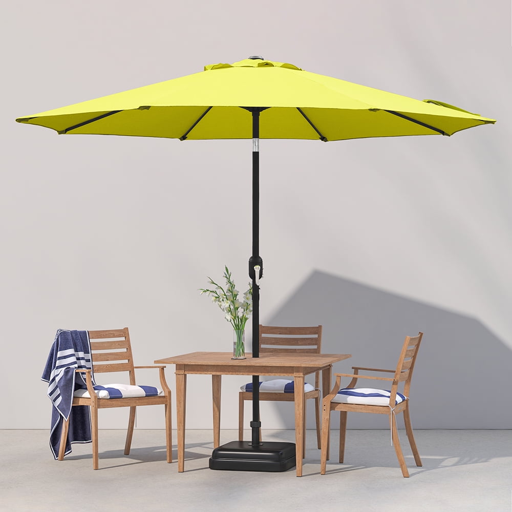 Kool Outdoor 9ft Patio Umbrella with Crank Handle and Push Button Tilt, Outdoor Market Umbrella with 8 Ribs - Yellow