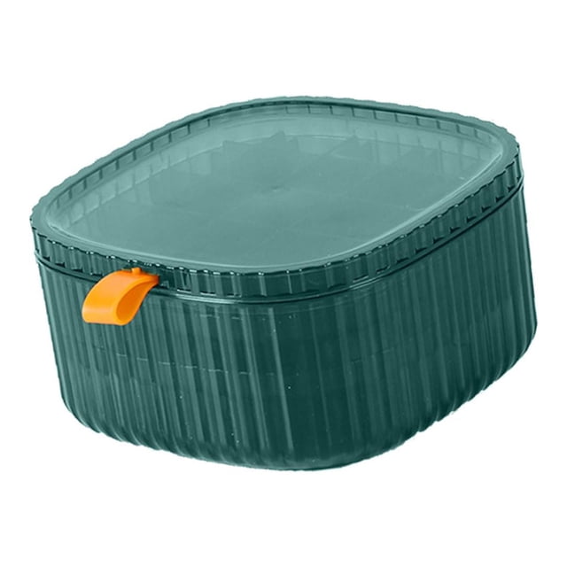 Caja de almacenamiento de joyas apilable con tapa, transparente, con compartimento pequeño. Verde