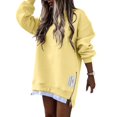 thumbnail image 1 of CHICME Womens Zipper Slit Long Sleeve Sweatshirt Dress Casual Pullover Tops Fall Outfit Yellow-XL, 1 of 6