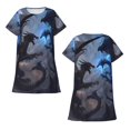 thumbnail image 5 of Salouo Black And Blue Lightning Dragon Print Short Sleeve Sleepshirt for Womens Comfy Nightgown Scoopneck Cute Nightdress Ruffle -3X-Large, 5 of 7