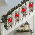 thumbnail image 3 of Christmas Swags for Front Door 11.7 Inch, Prelit Artificial Winter Garland with Bow, Balls, and Pinecones for Stair Railing, Wall, Window, Fireplace Xmas Decorations, 3 of 7
