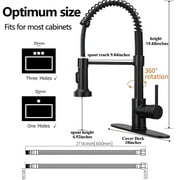 PHANCIR Kitchen Faucet with Pull Down Sprayer, Commercial Spring Kitchen Sink Single Handle Pull Out Sink Faucets with Deck Plate Suit to 1 or 3 Holes Matte Black