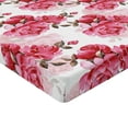 thumbnail image 4 of Ambesonne Floral Fitted Sheet, Art Romantic Peony Petals, Queen Size, Brown Pink and Magenta, 4 of 5