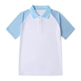 thumbnail image 5 of JCCXIN Little Boys School Uniform Polo Shirt Short Sleeve Patchwork Golf Shirts Stretch Active Tops Button Closure Collared Summer Relaxed Casual Daily Clothes,White,7-8 Years, 5 of 5