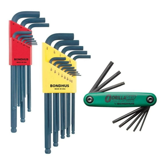 Bondhus Ball End Tip Hex Key L Wrench 3Pk