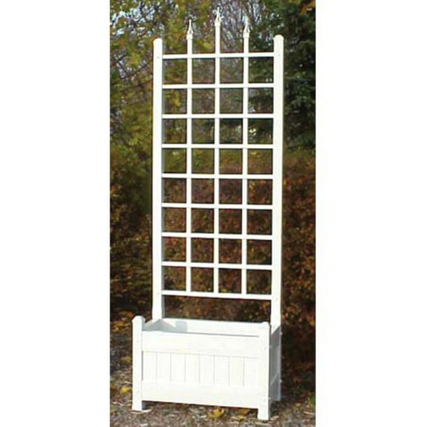 Dura-Trel 5' Rectangle Vinyl Camelot Planter Box with Trellis - White