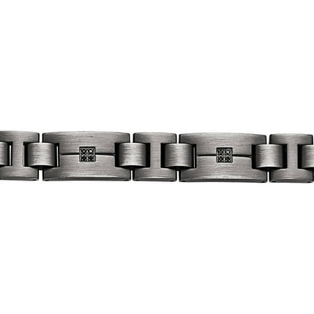 Primal Steel 1/10 Carat T.W. Black Diamond Stainless Steel Matte/Antiqued Bracelet, 9