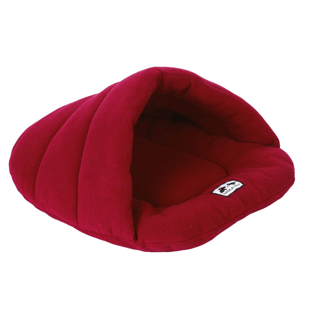 OUNONA Red Kitten Beds Soft Cotton Padded Pet Cave Bed for Puppies Cats and Small Pets