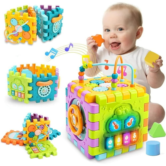 CHOK Baby Learning Activity Cube  6 in 1 Montessori Toys for 1-3 Year Old Baby Early Educational Sensory Toy for 6 to 12 Months Toddler Development Toy