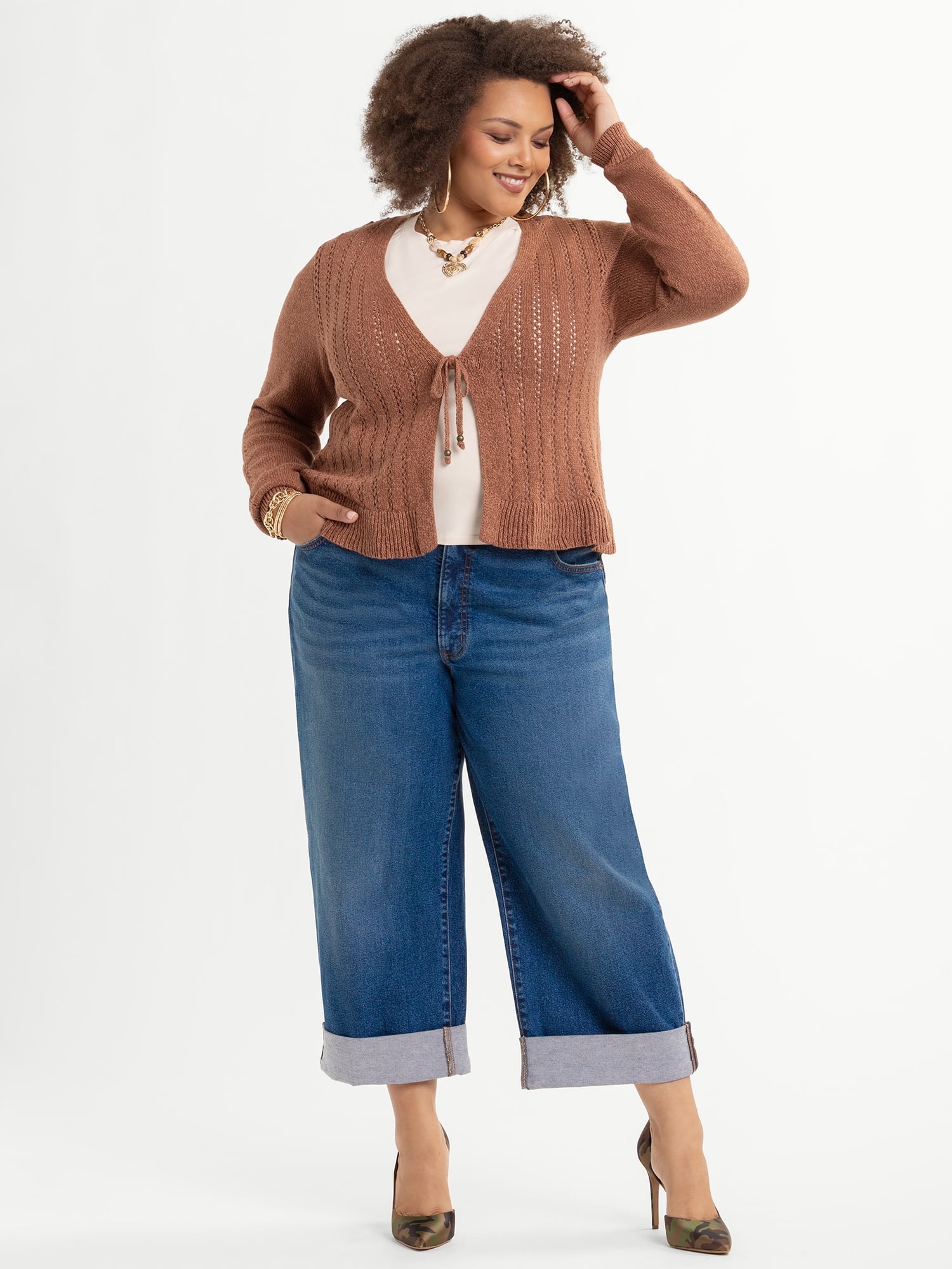 Jessica Simpson Women's Plus Size Tana Tie Cardigan, Sizes 0X-4X