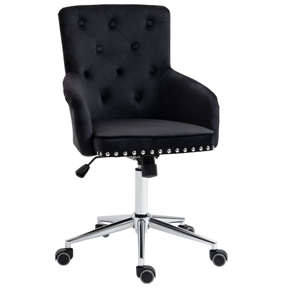 BOBOKY Tufted Velvet Office Chair with Nailhead Trim Mid Back Home Desk Chair for Executive Study Writing Table Ergonomic.