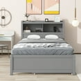 thumbnail image 5 of Harper & Bright Designs Full Size Platform Bed with Trundle, Solid Wood Bed Frame with Storage Drawers and Bookcase Headboard & USB Plugs, Gray, 5 of 15