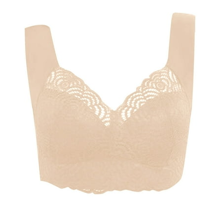 Audhol Lace Bralette Women s Wire Large Size Lace Sports Vest Bra Fat and Thin Up Type Bralettes for Women Lace Khaki 5XL