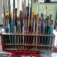 thumbnail image 3 of Wovilon Paintbrush Holder Wooden Paint Brush Holder Desk Stand Organizer Holding Rack For Pens Makeup 67 Paint Brushes Wall Mount Or Freestanding, 3 of 9