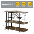 thumbnail image 3 of Wine Rack Table, 47 Inches Industrial Wine Bar Cabinet with Wine Rack & Glass Holders, Freestanding Floor Bar Storage Cabinet for Liquor and Glasses for Home Kitchen Dining Room (Rustic Brown), 3 of 9