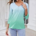 thumbnail image 6 of Womens' Fashion 3/4 Sleeve Plus Size Shirts Tops Spring And Summer Gradient Printed Top Collar Button Sexy Shirt 3/4 Sleeve Long Sleeve V Neck Top/Shirt, 6 of 7
