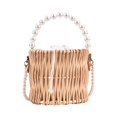 thumbnail image 2 of Runquan Chic Woven Handbag Large Top Handle Big Capacity Round Pearl Chain Shoulder Bags, 2 of 8